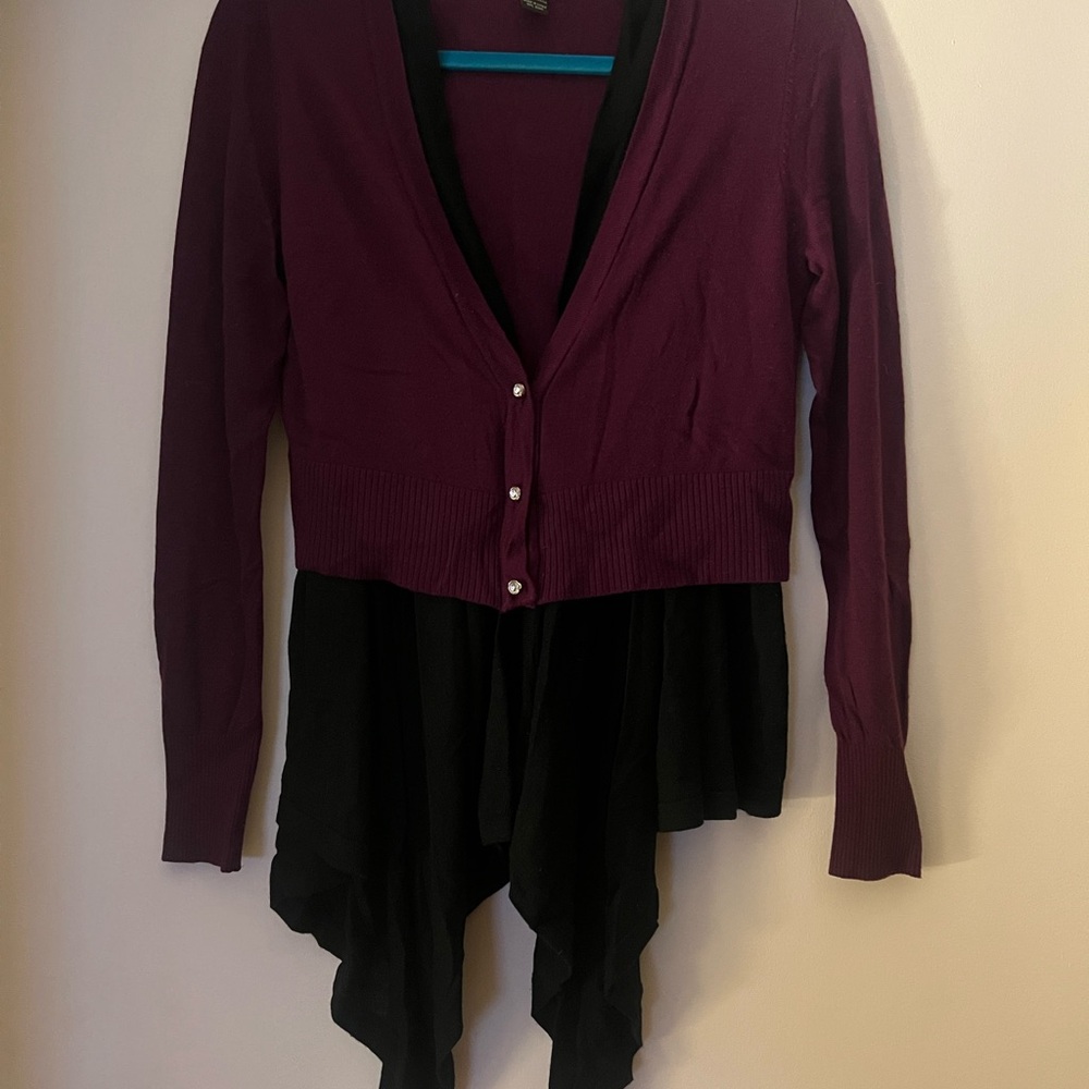 INC Purple and Black Cardigan